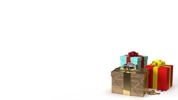 cajas de regalo sobre fondo blanco imagen de renderizado 3d para contenido de celebración. foto