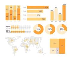 World demographic analytics infographic chart design template set. Presentation materials. Visual data presentation. Editable bar graphs and circular diagrams collection vector