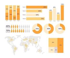conjunto de plantillas de diseño de gráficos infográficos de análisis demográfico mundial. materiales de presentación. presentación de datos visuales. colección de diagramas circulares y gráficos de barras editables vector