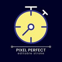 Stopwatch pixel perfect RGB color icon for dark theme. Business process deadline. Countdown. Sport competition. Simple filled line drawing on night mode background. Editable stroke vector