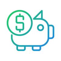 Piggy bank pixel perfect gradient linear vector icon. Money savings. Business investment. Finance management. Thin line color symbol. Modern style pictogram. Vector isolated outline drawing