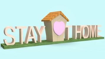 home wood toy and text  stay at home 3d rendering for  quarantine content. photo