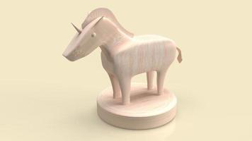 The wood unicorn  for start up or business concept 3d rendering photo