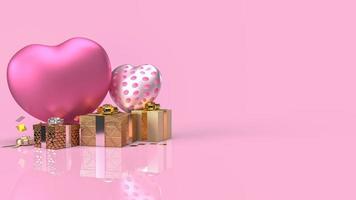 The heart and gift box for valentines day holiday content 3d rendering photo