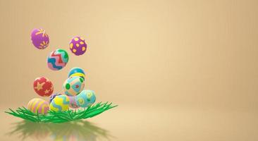 Easter egg  3d rendering for holiday content. photo