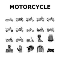 Motorcycle Bike Transport Types Icons Set Vector