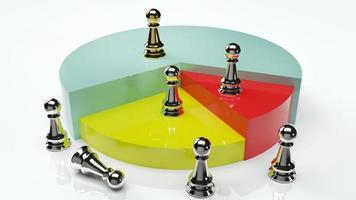 gráfico circular y ajedrez para la representación 3d de contenido empresarial foto