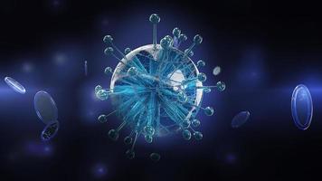 virus in dark tone 3d rendering for  medicine  and  healthcare content. photo