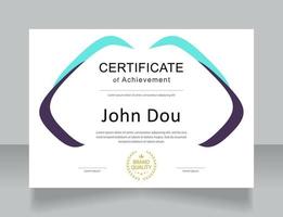 Career achievement certificate design template. Vector diploma with customized copyspace and borders. Printable document for awards and recognition
