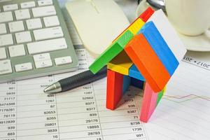 A Home toy on business work table close up image. photo