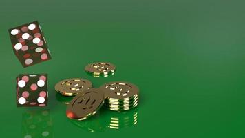 Red dices on green 3d rendering close up image. photo