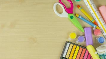 Back to school concept image colorful background. photo