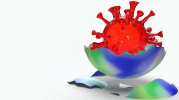 virus in world crack 3d rendering for medical content. photo