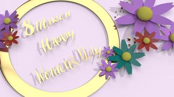 flowers and gold 3d rendering for women day content. photo