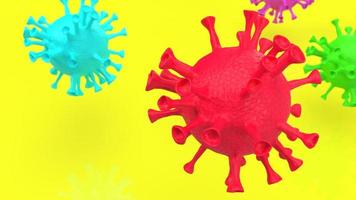 The virus multi color on yellow background for medical content 3d rendering photo