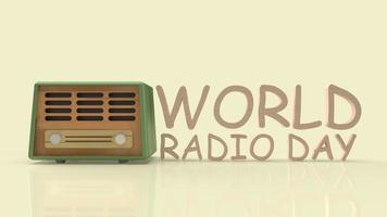 la radio retro para la representación 3d del contenido del día mundial de la radio. foto