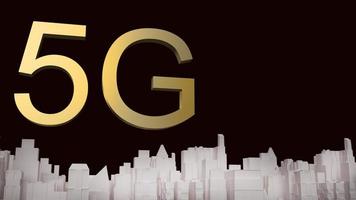 5g gold and white buildings 3d rendering for networking  content. photo