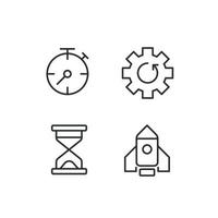 Process and operation pixel perfect linear icons set. Download update. Loading time. Launching website. Customizable thin line symbols. Isolated vector outline illustrations. Editable stroke