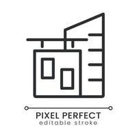 Corporate building pixel perfect linear icon. Company office. Business and residential building. Thin line illustration. Contour symbol. Vector outline drawing. Editable stroke