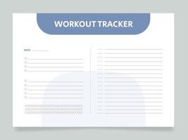 Daily workout tracker worksheet design template. Printable goal setting sheet. Editable time management sample. Scheduling page for organizing personal tasks vector