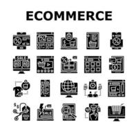 vector de conjunto de iconos de comercio electrónico y compras en línea