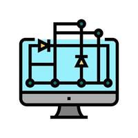 scheme on computer screen for semiconductor manufacturing color icon vector illustration