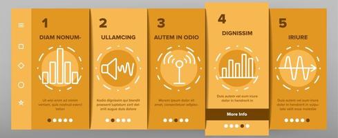 Frequency Pulse Wave Onboarding Icons Set Vector