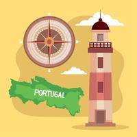 portugal lettering with map vector