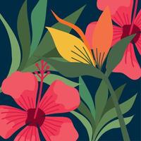 heliconias and red flowers pattern vector