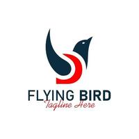 logotipo de ilustración de pájaro con letra d vector