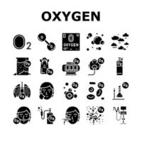 conjunto de iconos de colección química de oxígeno o2 vector