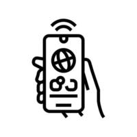 internet communication mobile app line icon vector illustration