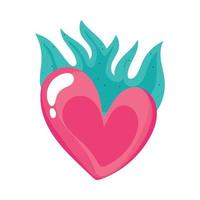 pink heart onfire vector