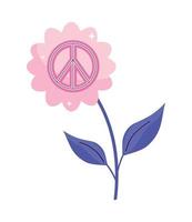 flower with peace symbol vector