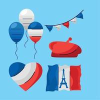 five bastille day icons vector