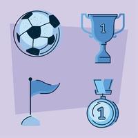 cuatro iconos de deporte de fútbol vector