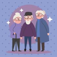 tres abuelos de pie vector