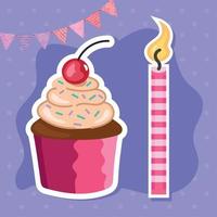 vela de cumpleaños con cupcake vector