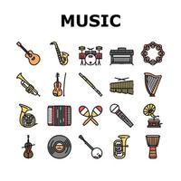 Music Instruments Performance Icons Set Vector