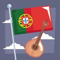 fado con bandera de portugal vector