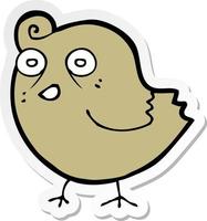 sticker of a funny cartoon bird vector