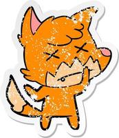 distressed sticker of a cartoon dead fox vector