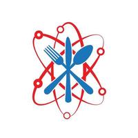 science food logo template with knife fork and spoon vector