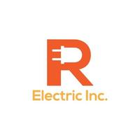 logotipo eléctrico de la letra r vector