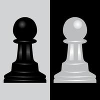 Pawn black and white chess piece vector illustration