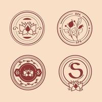 four spa emblems icons vector