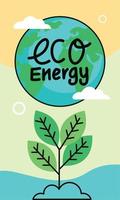 eco energy lettering in earth planet vector