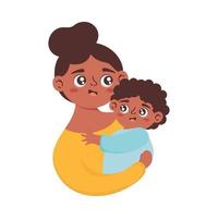 afro mother with son vector