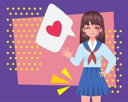 anime girl with speech bubble vector