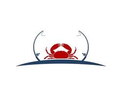 Red Crab With fishing rood in both sides vector